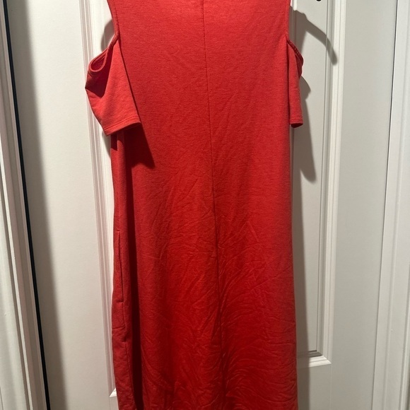 Soft Surroundings Coral Cold Shoulder Swing Dress w/Pockets Casual Size Small - Picture 5 of 9
